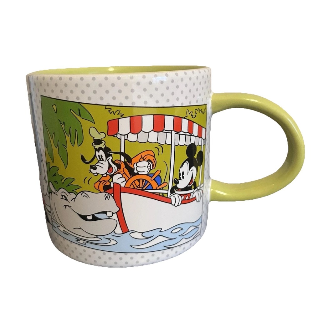 Disney Parks Mickey Mouse & Friends Attractions Comic Strip Ceramic Mug Green